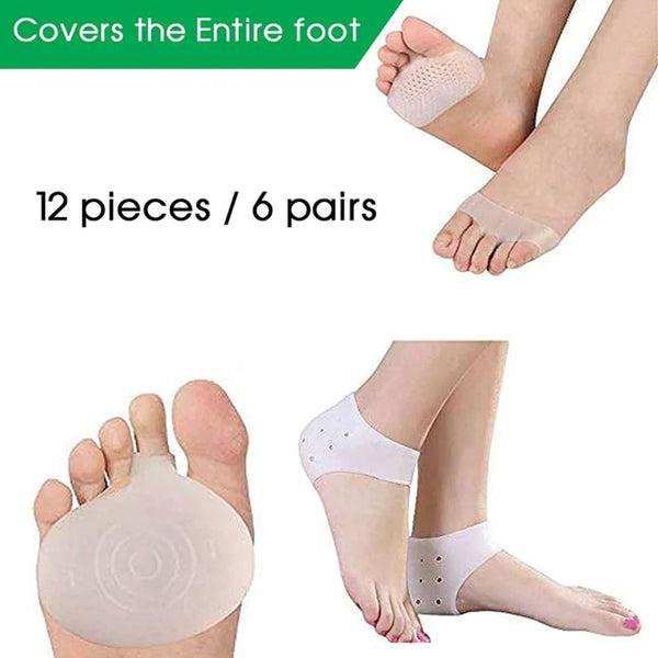 Reusable Unisex Silicone Shoes Inserts, Heel Pad Cushion For Men Women 12 Pieces